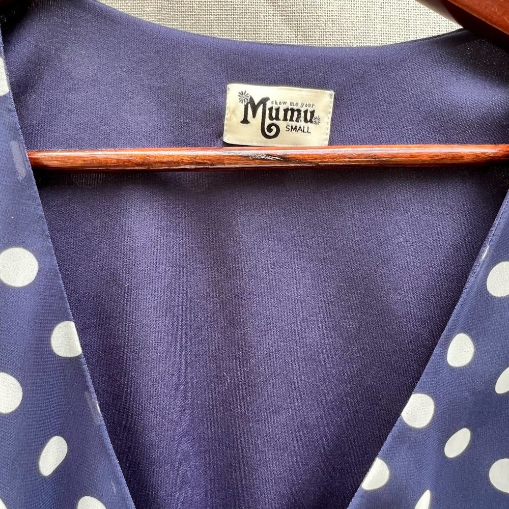 Show Me Your Mumu Marianne Wrap Maxi Dress Polka Dot Navy White Small - Picture 6 of 13